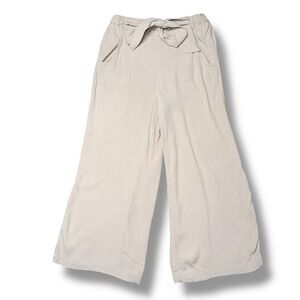 Wilfred Wide‎ Leg Tie Waist Pants Womens Small Beige Excellent Viscose Rayon